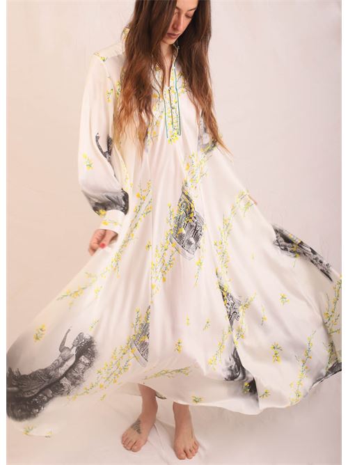 elegant long dress in floral silk Laboratorio Capri | LARAGINESTRA